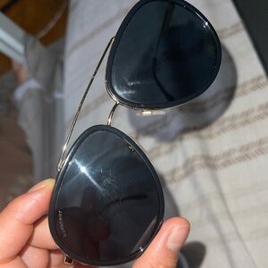 Burberry Black and Gold Aviator Sunglasses
